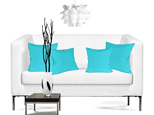 Doppelpack zum Sparpreis – Milano – Kissenhüllen erhältlich in 23 Unifarben und 2 verschiedenen Größen – hochwertiger Polsterstoff mit Perleffekt, türkis, 40 x 40 cm - 7