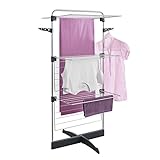 Metaltex 40585039080 Séchoir Tour 3 Niveaux-Thunder, Cadre et grilles revêtement EPOTHERM, Argent, 4,5 x 58 x 123 cm