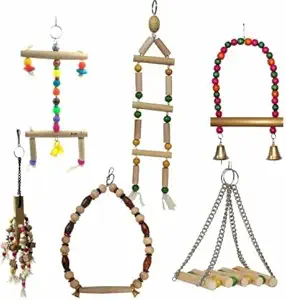 Jainsons Pet Products Bird Swing Toys, Chew Toys with Hanging Cage Toys for Small Parakeets, Cockatiels, Conures, Finches, Budgie, Macaws, Parrots, Love Birds (Bird Swing-1)