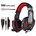 Produktbild LNJKN Gaming Headset PS4 Kopfhörer Gaming Kopfhörer mit Mikrofon Kopfhörer für PC, Rot und Kabel