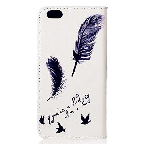 MUTOUREN für iphone 6 6S (4.7 Zoll) Hülle Schutzhülle PU Leder Bookstyle Handyhülle Brieftasche Wallet Schale Portemonnaie Klapphülle mit Standfunktion Taschen kratzfeste Stoßfest Magnetic Snap Bumper Schale – Schwarz Feder + Stylus Touch Pen - 3