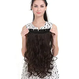 Pema Hair Extensions And Wigs Womens Girls Clip In Wavy/Curly Hair Extension (Natural Brown)