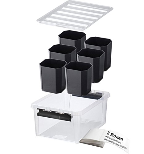 ORTHEX Smart Store Classic 15+6 Einsätze / 3 Aufbewahrungsboxen mit Clip-Verschluss im SET, inkl. Beschriftungsetiketten