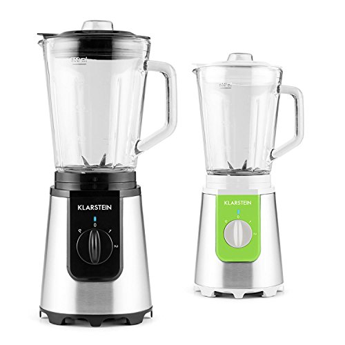 Klarstein • Shiva • Standmixer • Küchenmixer • Smoothiemaker • Blender • 350 Watt • Edelstahlklingen • 0,8 Liter Glaskrug (geschmacksneutral) • 2 Mixerbecher aus Kunsststoff (BPA-frei) • 2 Geschwindigkeitsstufen • Puls Funktion • Verschlussdeckel • schwarz - 9