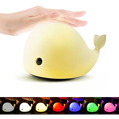 Luz Noche Bebe, 5 Color Cambio con Toque Lámparas Ballena, Luz de Noche de Los Niños, Linda Luz de Delfín para el Dormitorio, Sala de Estar, Baño