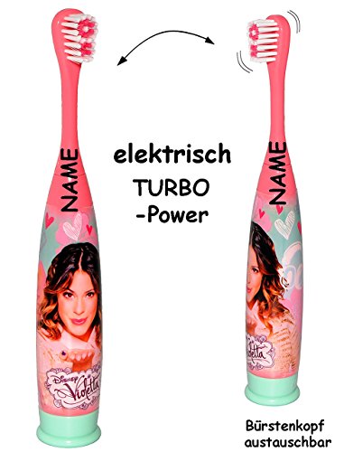 Preisvergleich Produktbild elektrische Zahnbürste - " Disney Violetta " - incl. Name - Batterie betrieben - hochwertige Borsten - Kinder & Baby - Kinderzahnbürste & Babyzahnbürste - Mädchen / Martina Stoessel Channel Schauspielerin - Mädchen - zum Hinstellen / Aufstellen - Putztrainer - Zähne putzen - elektrisch Kleinkinder / Zahnbürsten / Zähneputzen lernen