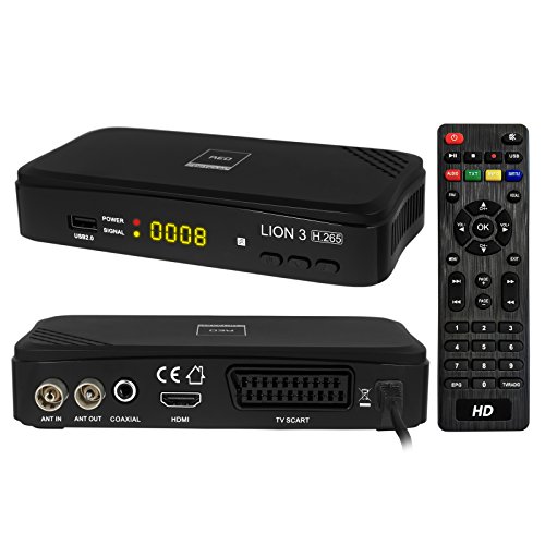 HB DIGITAL DVB-T/T2 SET: Opticum Lion 3 HD H.265 HEVC DVB-T/T2 Receiver + HDMI Kabel mit Ethernet Funktion und vergoldeten Anschlüssen (Full HD, HEVC/H.265, HDTV, HDMI, USB 2.0 DVBT DVBT2 DVB-T2) - 2