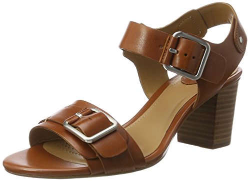 Clarks Relene Dazzle, Sandalias con Cuña para Mujer, Marrón (Tan Leather), 37.5 EU
