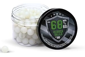 Glowing Rubber Balls in 68 Cal. 100 pcs Premium Quality Paintballs Resuable for Training & Home Defense Pistols in .68 Caliber