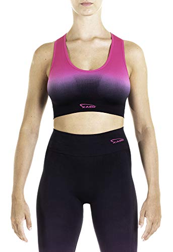XAED, reggiseno sportivo da donna, colore nero/fucsia, taglia S