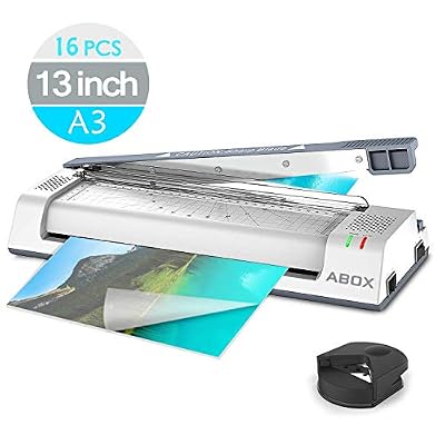 ABOX Plastifieuse A3, A4, A5, A7, Machine à Plastifier à Chaud et à Froid, 2 Rouleaux avec 230mm/min, 16 Pochettes de Plastification Comprise pour l’Usage Bureautique et Domestique