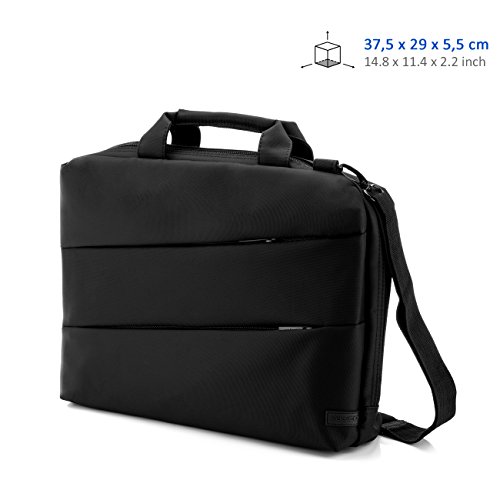 deleyCON Notebooktasche für Notebook / Laptop bis 13,3″ (33,7cm) – Tasche/Hülle aus robustem Polyester mit Zubehörfächern und verstärkten Polsterwänden – schwarz - 4