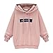 Produktbild feiXIANG mode frauen Damen Große Größe mit Kapuze Buchstaben lose Fledermaus Pullover lange ärmel kapuzenpulli sweatshirt bluse (6XL,  Rosa)