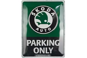 Nostalgic-Art Retro tin sign, 30 x 40 cm, Skoda – Parking Only – Gift idea for Skoda fans, made of metal, vintage design
