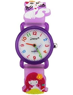 ACMEDE Mädchen Armbanduhr Analog Quarz Uhr Mädchenuhr Cartoon Katze Silikon Wasserdicht 30m