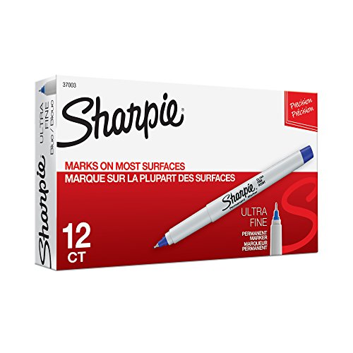 Sharpie punto Ultra fino marcadores permanentes, 12 Color Azul marcadores (37003)