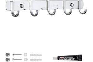 Guimey,Ganci Adesivi,Ganci Appendiabit,Acciaio Inox 304 per Bagno/Gancio per Cucina e Bagno (NessunaPunzonatura/Punzonatura) (5 ganci2 pezzi)