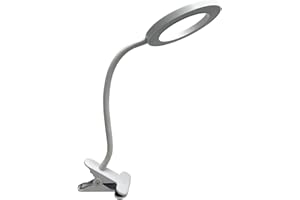 BEL AIR HOME - Lámpara Flexo Led Blanco NICE 9W Pinza - 3 Temperaturas de Luz 3000-4000-6500K - para Escritorio, Estantería o Mueble - Cable USB Incluido (BLANCO)