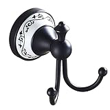 Mit Montagematerial Hiendure ® Messing Mantel Doppelhaken Handtuchhaken Bad Haken schwarz Öl rieb Bronze weißer Keramik (Handtuchhaken)
