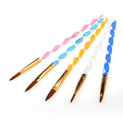 PROFESIONAL 5X 2 Ways Acrylic UV Gel Nail Art Drawing Pen Brush Cuticle Pusher