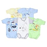 5er Set für Mädchen: 1 x rosa mit Giraffe, 1 x rosa mit Eichhörnchen, 1 x weiß mit Dino, 1 x ecru/rot mit Pferdchen, 1 x gelb mit Katze (wie abgebildet)