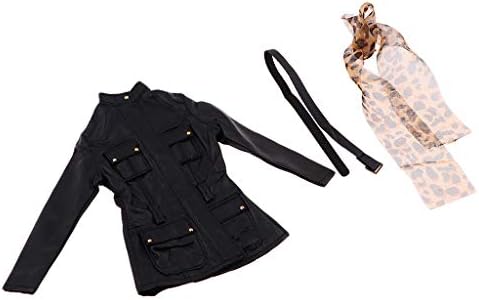 B Blesiya 1/6 Coll Girl Figure Belt Leopard Scarf Jacket Coat for 12'' Hot Toys Phicen