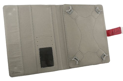 Emartbuy® Archos 101b Oxygen Tablet PC 10.1 Zoll Universalbereich Vintage Floral Rot Multi Angle Exekutiv Folio Mappen Kasten Abdeckung mit Kartensteckplätze + Rot Eingabestift - 4