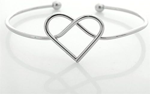 Infinity Heart Love Knot Cuff Bracelet Smooth Metal-Stamped Bangle Stretch Bracelet Statement Jewelry for Couples