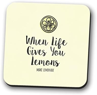 When Life Gives You Lemons Coaster Place Mat Mug Rest Cute Gift Square 9cm x 9cm