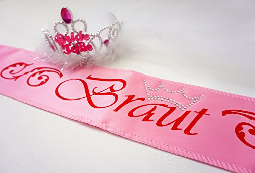 JGA Braut Set - Schärpe & Diadem mit Schleier