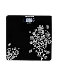 Amzo Black Flower Digital Weighing Scale Durable & Long Lasting