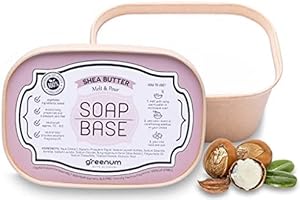 GREENUM GIFTS OF NATURE Base per sapone al burro di karitè e glicerina per colata di sapone, certificato FSC, sapone alla glicerina, sapone grezzo per colata, SLS FREE, 100% vegano, imballaggio ecologico