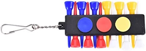 SevenMye 1x Golf Tee Holder Carrier With 12 Plastic Tees With 3 Ball Markers + Keychain