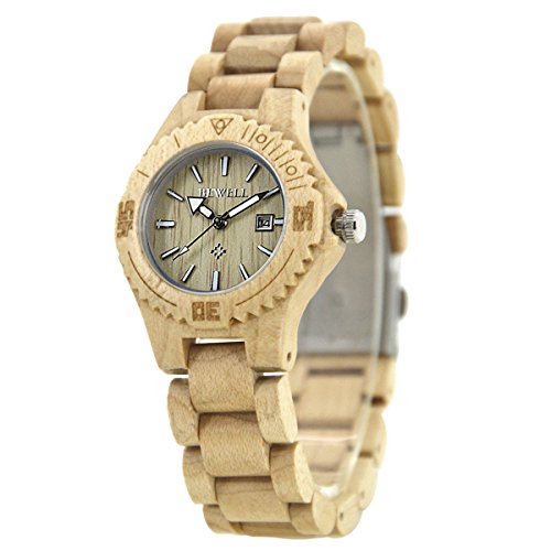 Bewell Mode Stil Quarz aus Holz Armbanduhr für Frauen mit Leuchtendes Zifferblatt und Kalender ZS-020AL (Maple Wood) Bewell Mode Stil Quarz aus Holz Armbanduhr für Frauen mit Leuchtendes Zifferblatt und Kalender ZS-020AL (Maple Wood)