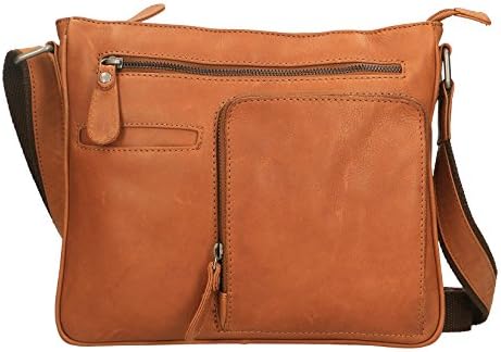 Chicca Borse Luxury Travel Bag Briefcase Pouch Small Shoulder Bag in Genuine Leather - 28x24x6 Cm