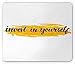 Produktbild BGLKCS Quote Mouse Pad, Invest in Yourself Hand Lettering with Brush Marks Watercolor Background, Standard Size Rectangle Non-Slip Rubber Mauspads, Black and Earth Yellow