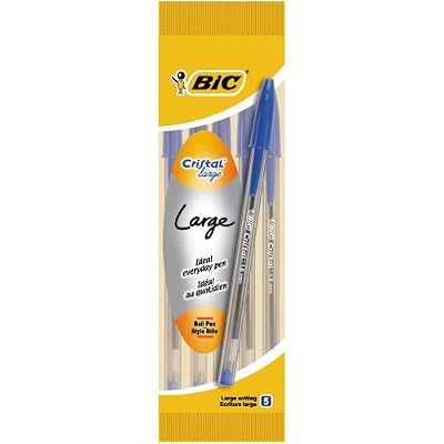 Bic Cristal Large Pochette de 5 Stylos-billes Bleu
