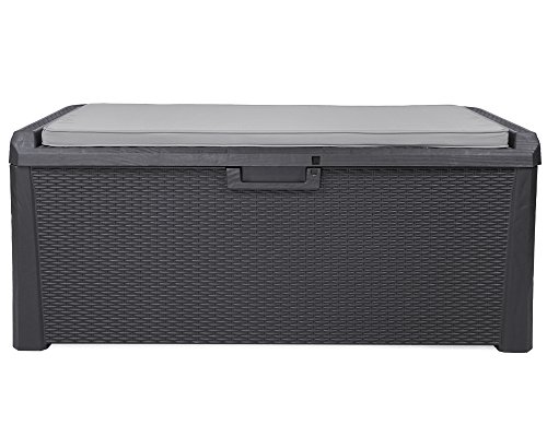 Kissenbox Santo Rattan Optik anthrazit Sitztruhe inkl. passender Auflage (beige) Auflagenbox 560 Liter XXL - 2