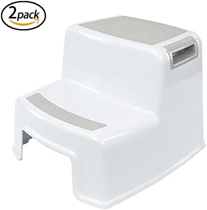 Dual Height Step Stool for Kids | Toddler's Stool for Potty Training and Use in the Bathroom or Kitchen | Versatile Two-Step Design for Growing Children | Soft-Grip Steps Provide