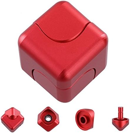 Hand Spinner Toys, Fidget Finger Cube Fingertip Gyro for ADD ADHD Anxiety Stress Autism Aluminum Alloy by Kayear Red