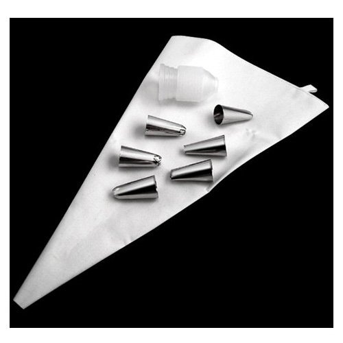 TOOGOO(R) Spritzbeutel Pfeife Tuete Set mit 6 Stahl-Duesen fuer Kueche und Halshalt Handwerk Tortendekoration Baumwolle-Vereisungssahne - 4