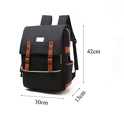 College Bag Fits up to 15.6’’ Laptop Casual Rucksack Waterproof School Backpack Daypacks with USB Unisex(Black)