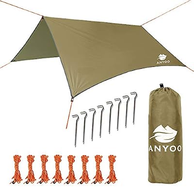 Anyoo Ripstop Rain Tarp Parasol Compact Léger Abri Étanche pour Camping Randonnée Backpacking Picnic