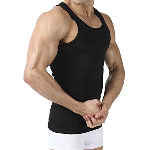 Image Körperformendes T-Shirt Abnehmen Unterhemd Kompression Tank Top BodyShaper Kompressionsunterhemd elastisch ärmellos bauchweg für Herren Männer