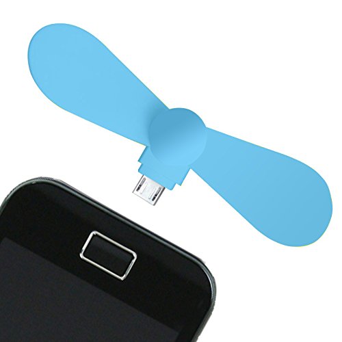DolDer Outdoor mini Ventilator für OTG fähige Handy / Smartphone / Tablet mit microUSB Anschluss Blau