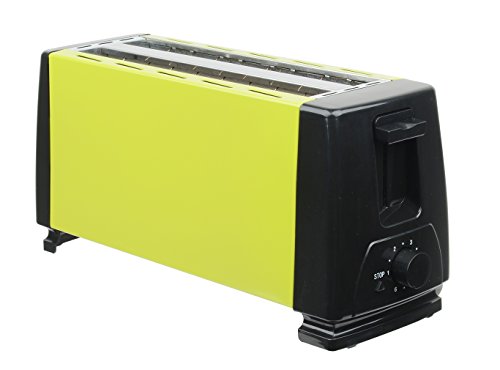 4 Scheiben Toaster in Edelstahl 2 Langschlitz Röster 1300 Watt Limette