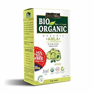INDUS VALLEY 100% Bio Organic Amla Powder | Indian Gooseberry Powder | Phyllanthus emblica | Natural and Fresh For Healthy Hair - 200gm