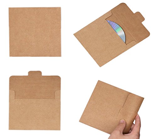 zeato [30 Stück] blanko Papier CD Sleeves DVD-Briefumschläge Pappe 12,7 x 12,7 cm - 5