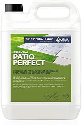 StoneCare4u - PATIO PERFECT - Non-Acid PATIO CLEANER - 5 Litre - Removes, DIRT, GRIME and ALGAE Without Damaging NATURAL STONE, FLAGSTONES or CONCRETE PAVING - Simply Apply, Leave and Wash Away