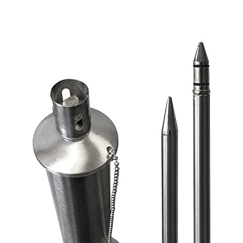 2 Stück Edelstahl Gartenfackel 120cm Öllampe Gartenlampe mit Sicherheitsverschluss Windlicht höhenverstellbar - 3